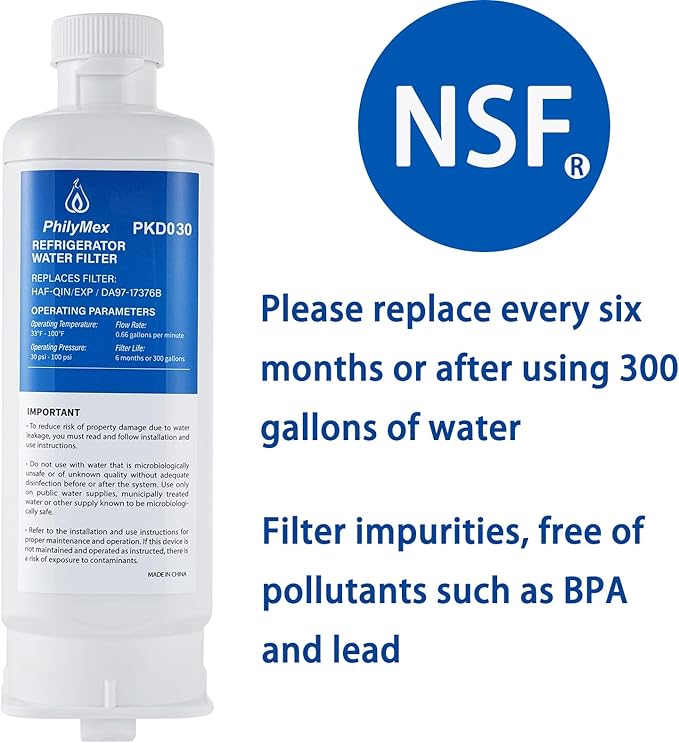 (3 Pack) DA97-17376B Water Filter for Sam&sung RF23R6201SR(/AA), RF27T5241SR(/AA), RF27T5501SR(/AA), RF29A9671SR(/AA), RS27T5200SG(/AA), RF29A9771SR(/AA) Replacement.