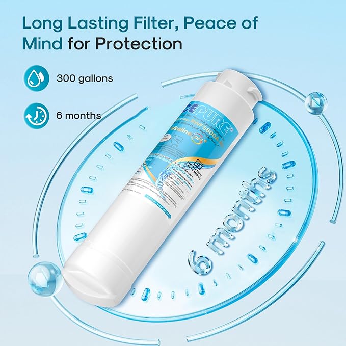 ICEPURE Alkaline RWF5800A-AL Refrigerator Water Filter Replacement for Frigidaire EPTWFU01, EWF02, Pure Source Ultra II, PureSource Ultra 2, GP006, BO022, MR022, SCWFTCTO, 4562222, Enhances PH, 1Pack
