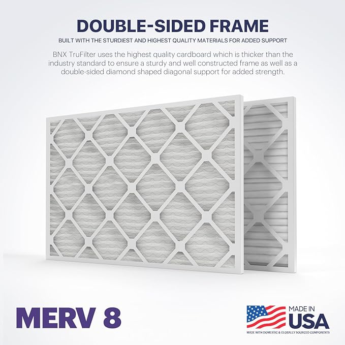 BNX TruFilter 10x30x1 Air Filter MERV 8 (4-Pack) - MADE IN USA – Dust & Pet Defense Electrostatic Pleated Air Conditioner HVAC AC Furnace Filters for Dust, Pet, Mold, Pollen MPR 600 – 700 & FPR 5