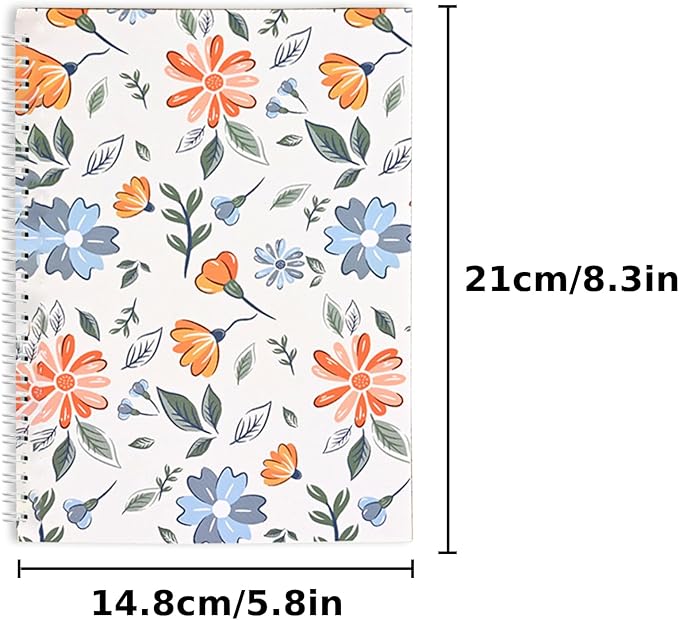BetterJonny 4 Pcs Reusable Sticker Book Collecting Album Blank Sticker Storage Organizer Book, A5 Size 24 Inner Pages Per Album, Release Paper for Collecting Stickers, Labels(Aesthetic Flowers)