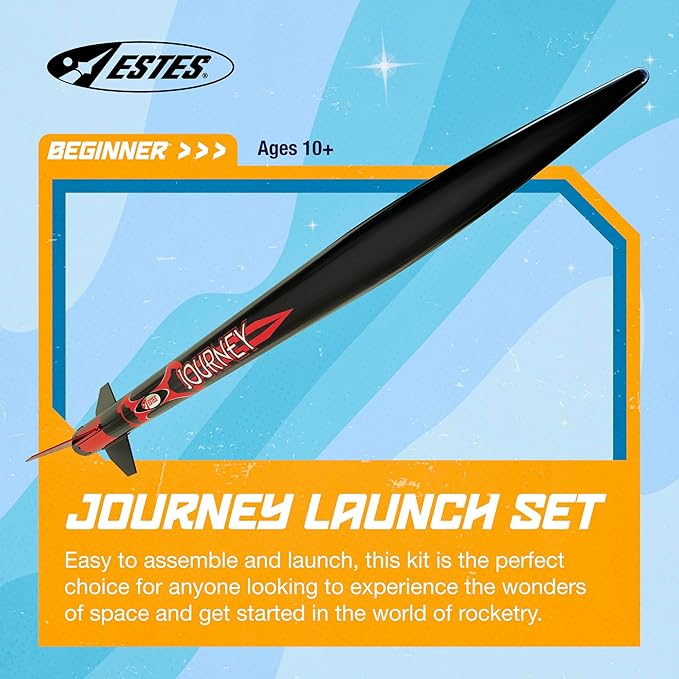 Estes 1441 Journey Rocket-Building Kit, Beginner Flying-Rocket Model Kit for Ages 10+, Includes Launch Pad and Controller