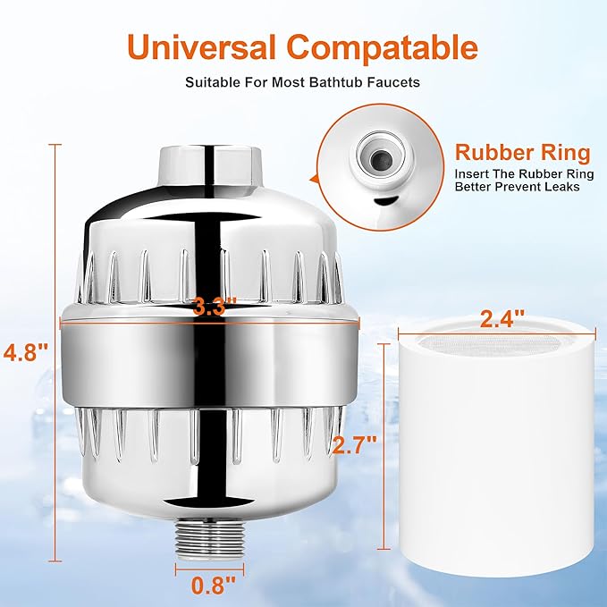 BBLIFE Upgrade Much More Efficient Shower Filter, High Revitalizing Shower Filter to Remove 99% Chlorine, to Clean Hard Water, Refresh Water Condition, Improve Your Skin and Hair (‎Silver)