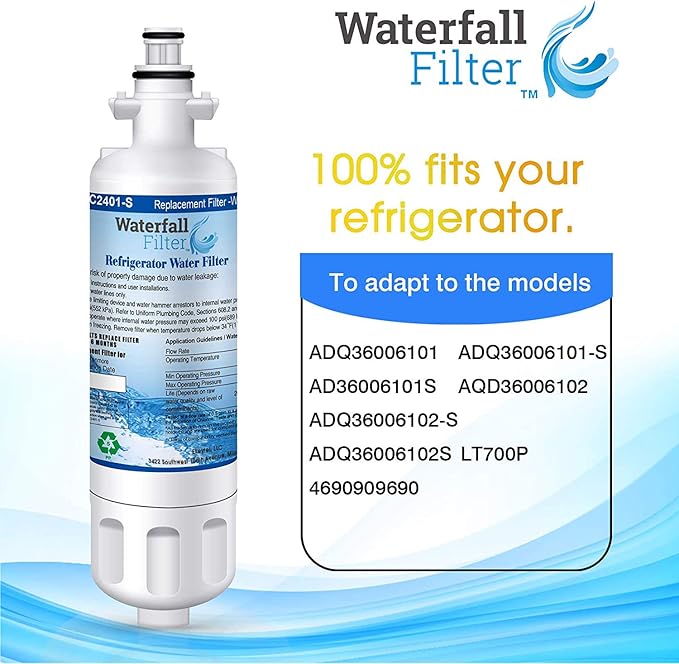 Refrigerator Water Filter Compatible with LG LT700P (Pack of 2)