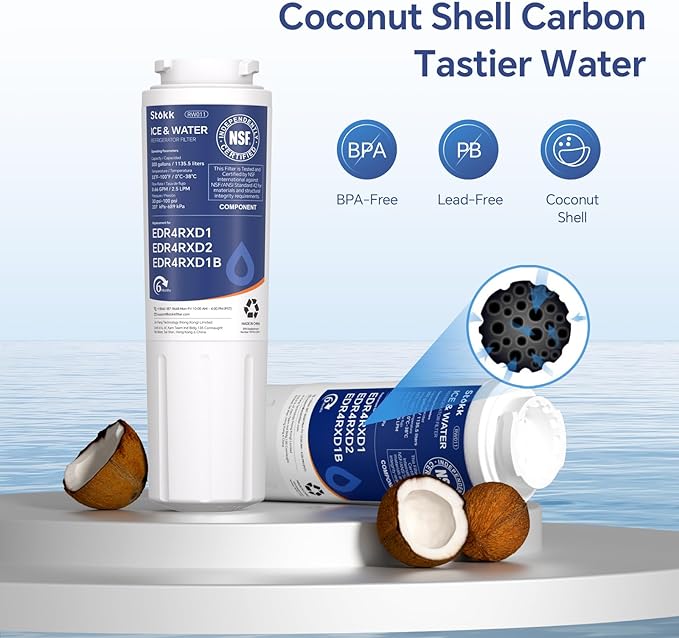 Stokk UKF8001 Refrigerator Water Filter 4, Compatible with Whirlpool EDR4RXD1, 4396395, EveryDrop Filter 4, RFC0900A, Maytag UKF8001AXX-750, UKF8001AXX-200, WD-F07, 46-9006, Puriclean II, 3 Filters