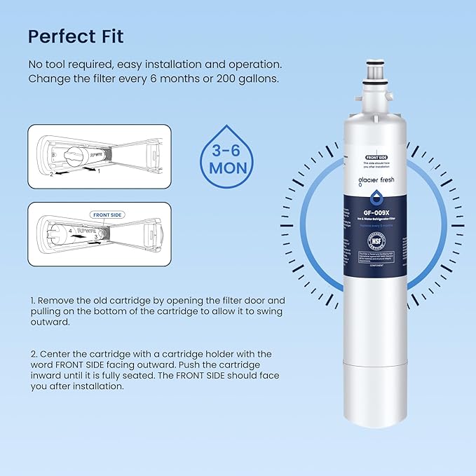 GLACIER FRESH Replacement for RPWFE, RPWF (Built-in CHIP) Refrigerator Water Filter, Compatible with GFE28GYNFS, GFE28GELDS, PFE28KELDS, PFE28KYNFS, GFD28GELDS, PWE23KELDS, PWE23KMKES, 2 Pack