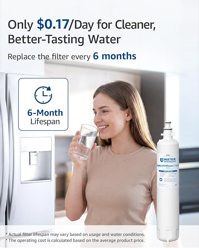 Waterspecialist WS619C Replacement for GE® RPWFE®, RPWF (Built-in CHIP) Refrigerator Water Filter, Compatible with GYS22GMNES, GYE22HSKSS, PYE22PELDS, GFE26GMKES, GFE26GGHWW, GFE28GYNFS, PFE28KYNFS