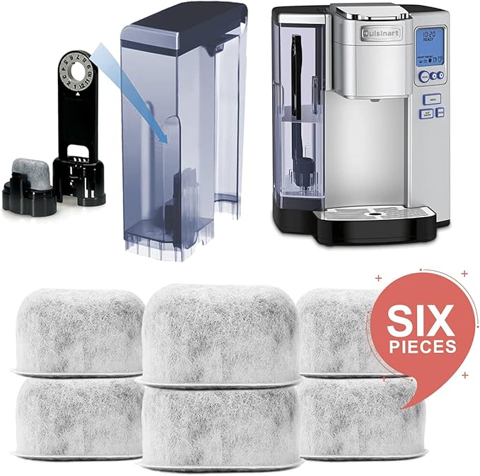 Pack of 6 Replacement Charcoal Water Filters for Cuisinart Coffee Machines - Compatible with Newer & Older Models