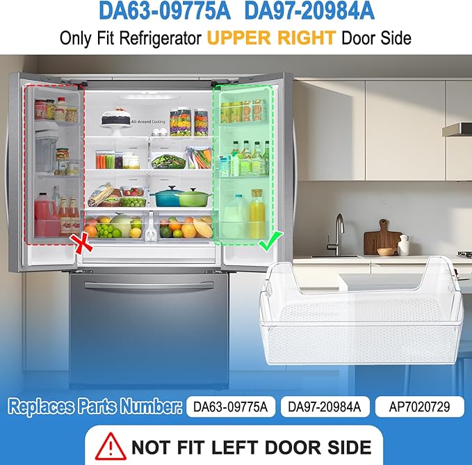 Upgraded Right RF28T5001SR RF28T5021SR RF27T5201SR RF27T5241SR RF28T5101SR RF28T5001SG Door Shelf Bin Compatible with Samsung Fridge Door Shelves DA63-09775A DA97-20984A Samsung Refrigerator Door Bin