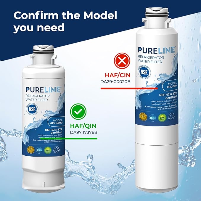Pureline DA97-17376B Samsung Water filter Replacement, HAF-QIN/EXP Refrigerator Water Filter Replacement. (3 Pack)