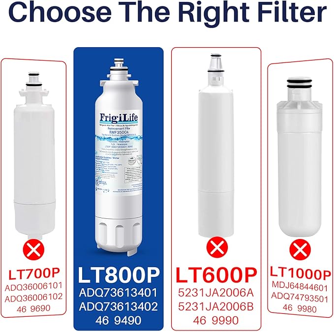 ADQ73613401 Refrigerator Water Filter, Replacement for LG LT800P, ADQ73613402, ADQ73613408, ADQ75795104, Kenmore 9490, 46-9490, LSXS26326S, LMXC23746S, LMXC23746D (Pack of 4)