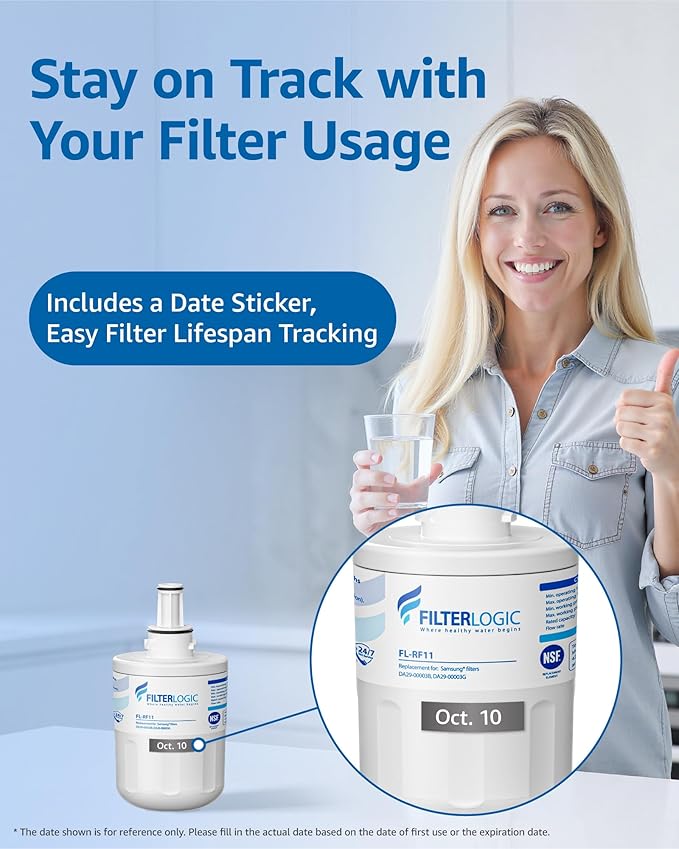 Filterlogic DA29-00003G Refrigerator Water Filter, Replacement for Samsung® DA29-00003B, RSG257AARS, RFG237AARS, HAFCU1, RFG297AARS, RS22HDHPNSR, WSS-1, 2 Filters