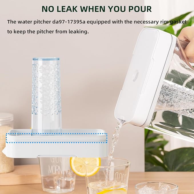 UPGRADED DA97-17395A Refrigerator Water Reservoir Pitcher with 2pcs Sealing Ring Compatible with Samsung Refrigerator Fridge Replacement Tank Assembly Pitcher Water-Ref-Part