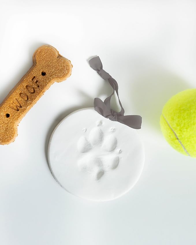 Reece Studio Pet's Pawprint Keepsake, DIY Clay Paw Print Imprint, For Dogs and Cats, Hanging Keepsake, Pet Owner Gift, With 3 Included Ribbons