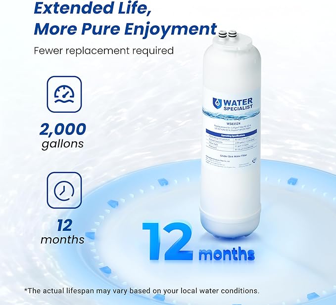Waterspecialist RC EZ 4 Water Filter, Replacement for Culligan® RC-EZ-4, US-EZ-4, DuPont® WFQTC30001, WFQTC70001, 3000QT Filter, 2000 Gallons, 2 Pack
