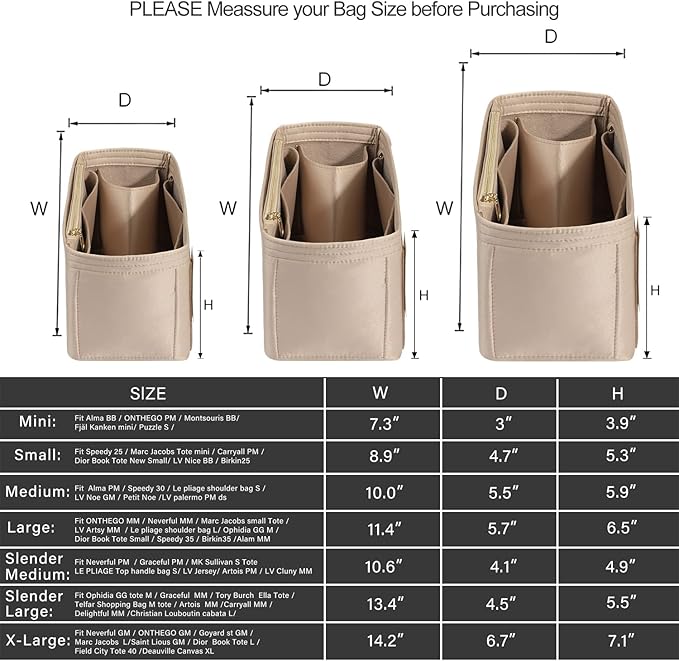 ZTUJO Purse Organizer Insert For Handbags, Silky Touching Bag Organizer Insert With Bottle Holder, Perfect for Speedy, Neverfull, Tote,ONTHEGO,Artsy,Handbag and More (small, Silky Beige)