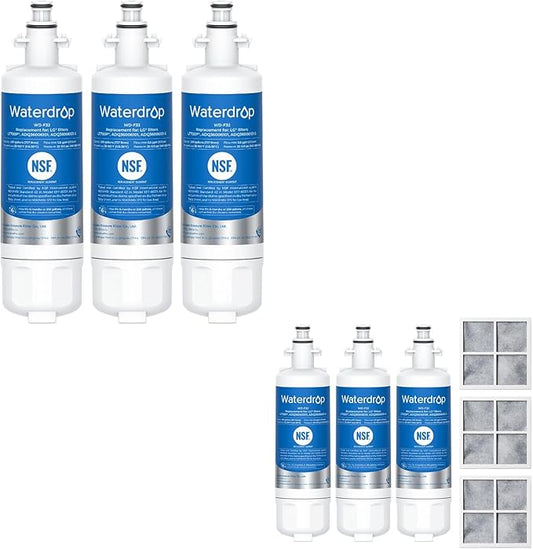Waterdrop ADQ36006101 Replacement for LG® LT700P® Refrigerator Water Filter, Kenmore® 9690, 469690, ADQ36006102, LFXS30766S, RFC1200A, FML-3 and LT120F® Fresh Air Filter