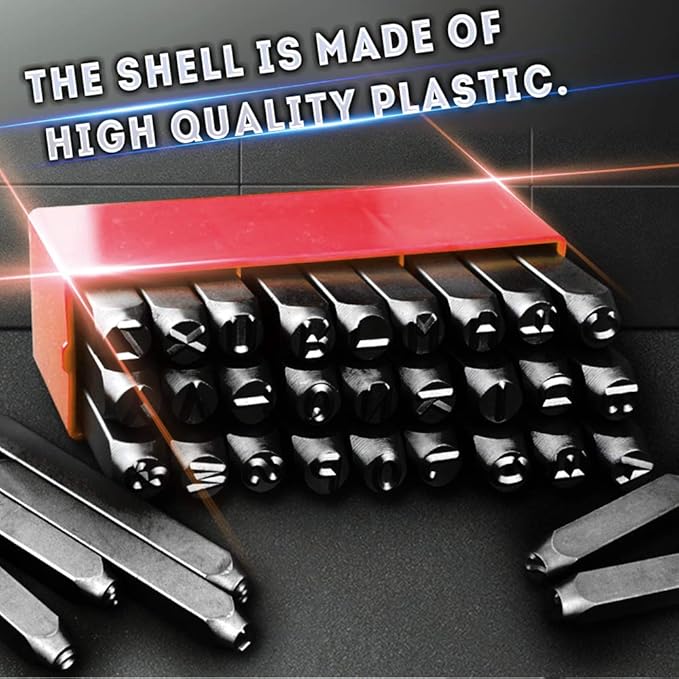 Oudtinx Number and Letter Stamp Set (36 Piece Punch Set/A-Z & 0-9) Hardened Steel for Metal Wood, Leather - 5/32" (4mm)