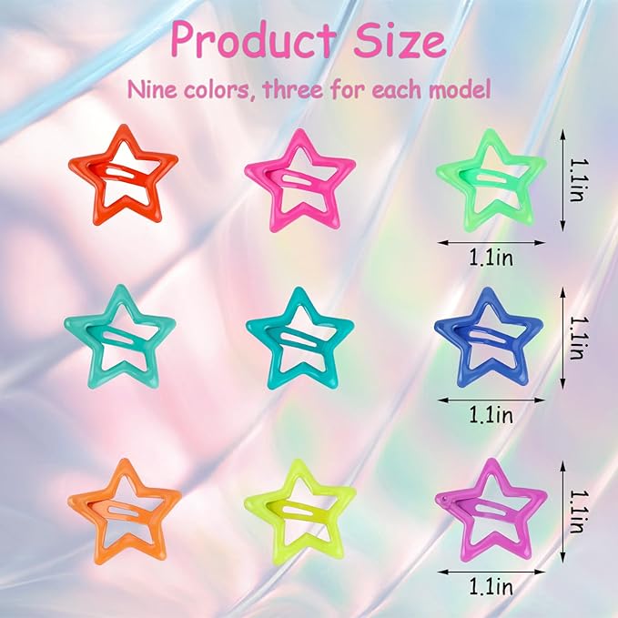 27PCS Star Hair Clips Y2K Glow in The Dark Metal Y2k Hair Accessories for Women Girls Cute Star Barrettes for Long Short Curly Thin Thick Hair Pins Bulk Kawaii Snap Hair Clips Small Styling