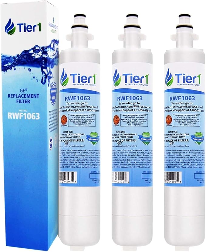 Tier1 RPWF Refrigerator Water Filter 3-pk | Replacement for GE RPWF (NOT RPWFE), WSG-4, MPF15350, DWF-36, R-3600, OPFG3-RF300, RWF3600A, WD-RPWF, WF277, Fridge Filter
