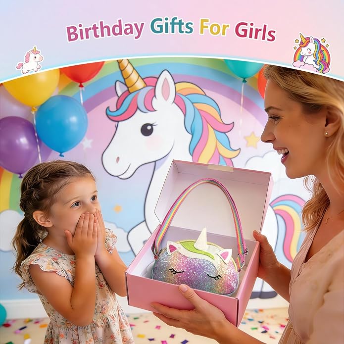 Toddler Purse Easter Basket Stuffers Gifts for Kids: 2 3 4 5 6 7 8 Year Old Girl Birthday Gift, Rainbow Crossbody Bag