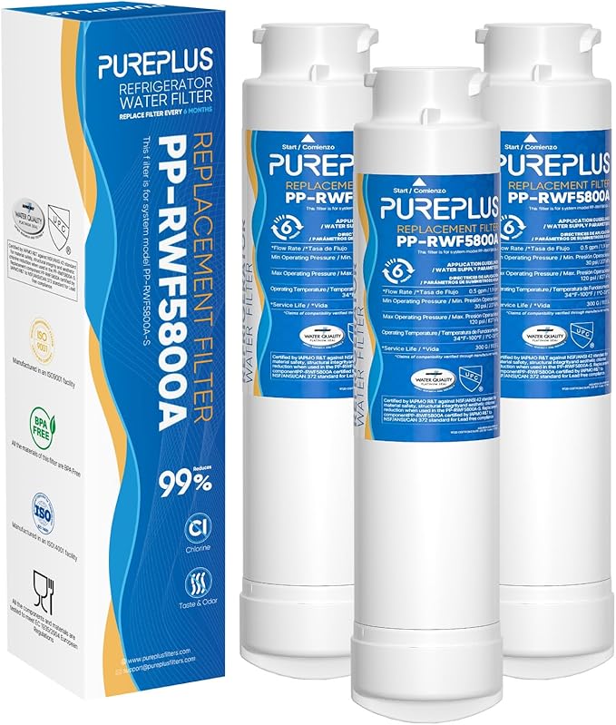 PUREPLUS Refrigerator Water Filter, Compatible with Frigidaire EPTWFU01, EWF02, Pure Source Ultra II, 3Pack