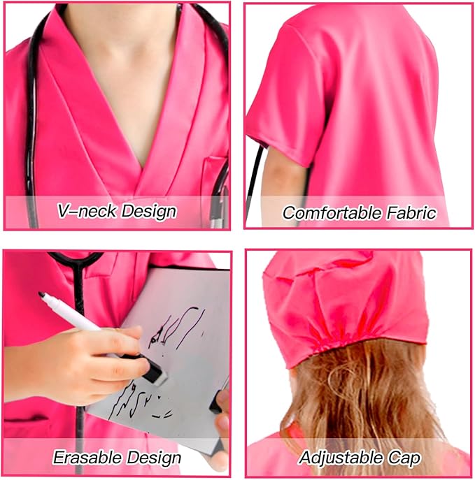 Liberry Doctor Costume for Kids, Toddler Doctor Dress Up Clothes with Real Stethoscope, Career Day Role Play Gift for Girls