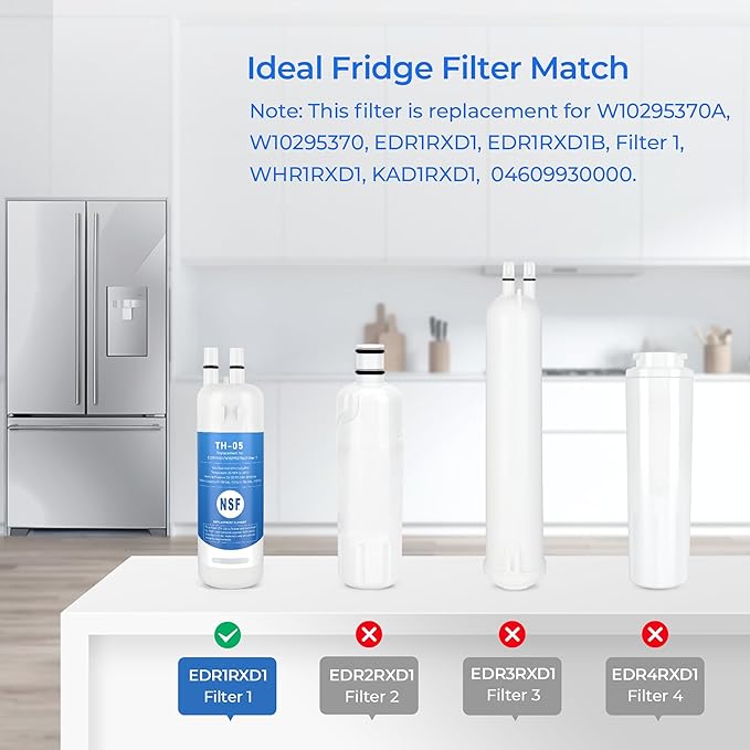 TEEHAY EDR1RXD1 Water Filter 1 Replacement, Compatible with Whirlpool WRS315SDHZ, WRS571CIHZ, WRS555SIHZ, WRS325SDHZ, WRF560SEHZ, WRS588FIHZ, WRS571CIDM, WSF26C3EXF, WRF560SEHW, WRF560SEHV, 3 Pack