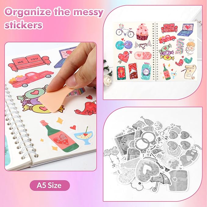 Reusable Sticker Storage Book Collecting Album Stickers Organizer Book A5 Size 40 Sheets Release Paper for Stickers Holder Collection
