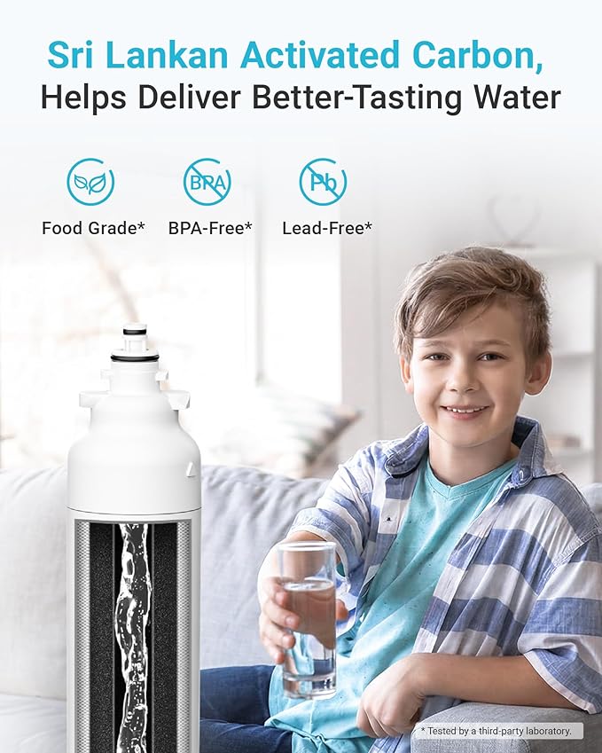 AQUA CREST ADQ73613401 Refrigerator Water Filter, Replacement for LG LT800P, ADQ73613402, ADQ73613408, ADQ75795104, Kenmore 9490, 46-9490, LSXS26326S, LMXC23746S, LMXC23746D (Pack of 3)