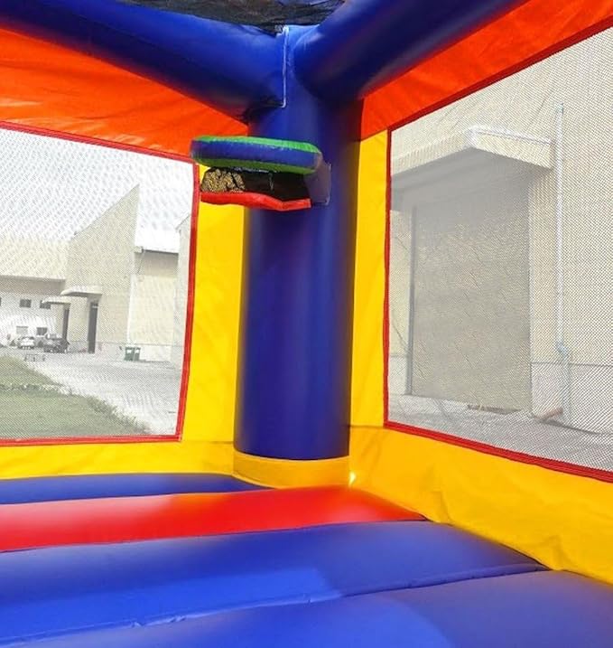 Crossover Classic Rainbow Castle Inflatable Bounce House for Kids and Toddlers, 13 x 12 x 14.5 Foot Bouncy Jump Castle Backyard Jumper, Commercial-Grade Vinyl, with Blower, Stakes and Storage Bag