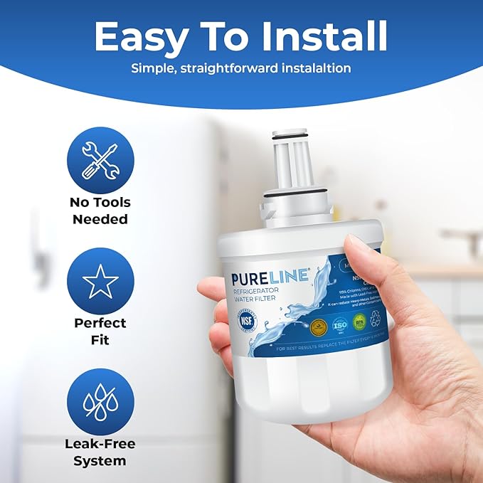 Pureline Replacement for DA29-00003G Water Filter Samsung, Aqua-Pure Plus, RSG257AARS, DA29-00003F, DA29-00003B, DA29-00003A, RF267AERS, RS22HDHPNSR Refrigerator Water Filter (3 Pack)