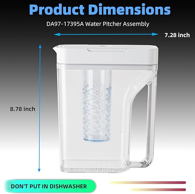 UPGRADED DA97-17395A Refrigerator Water Reservoir Pitcher with 2pcs Sealing Ring Compatible with Samsung Refrigerator Fridge Replacement Tank Assembly Pitcher Water-Ref-Part
