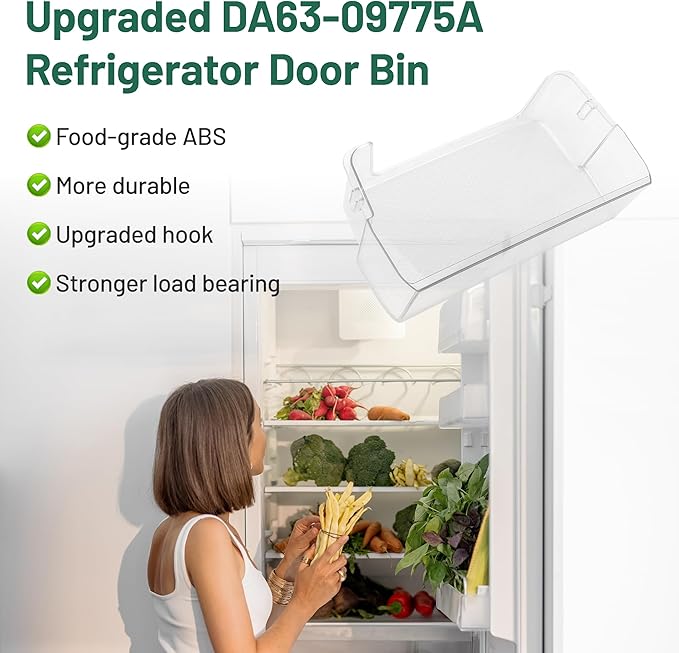 UPGRADED DA63-09775A Fridge Right Door Shelf Bin for RF28T5001SR RF28T5021SR RF27T5201SR RF27T5241SR RF28T5101SR RF28T5001SG, Compatible with Sam-sung Refrigerator Door Shelves By Fetechmate