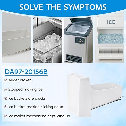 DA97-20156B Refrigerator Ice Bucket Replacement for Samsung Refrigerator Ice Maker Replacement Ice Tray Ice Container Assembly RF28R7201SR, RF28R7201SR/AA, RF28HMEDBSR Ice Bin
