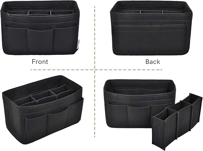 Vercord Felt Purse Organizer Handbag Insert Liner Shaper Bag in Bags for Speedy Neverfull Tote Black Large