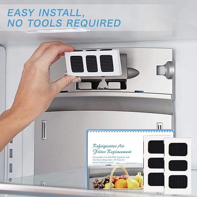 DEWEL Paultra2 Refrigerator Air Filter Replacement Compatible with Frigidaire PAULTRA2 Pure Air Ultra II - Compatible with Electrolux ELPAULTRA2 - Activated Carbon Air Filter - 3 Packs