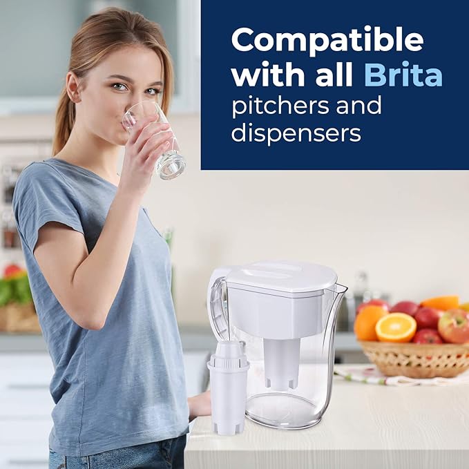 Pureline Replacement for Brita® Filter, Pitchers and Dispensers, Classic 35557, OB03, Mavea® 107007, Replacement for Brita® Pitchers Grand, Lake, Capri, Wave and More (12 Pack)