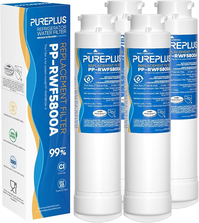 PUREPLUS EPTWFU01 Refrigerator Water Filter, Compatible with Frigidaire EWF02, GP006, Pure Source Ultra II, RWF5800A, 4Pack