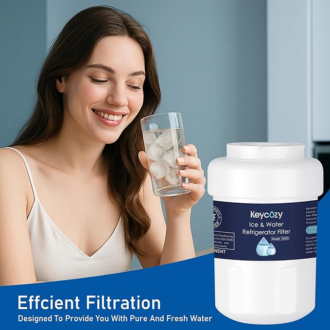 K003 Refrigerator Water Filter Replacement for GE MWF, martWater MWFP, MWFA, GWF, HDX FMG-1, WFC1201,WFC1201, RWF1060, 197D6321P006, PC75009,Kenmore 9991,GSE25GSHECSS, PSHS6PGZBESS (3)