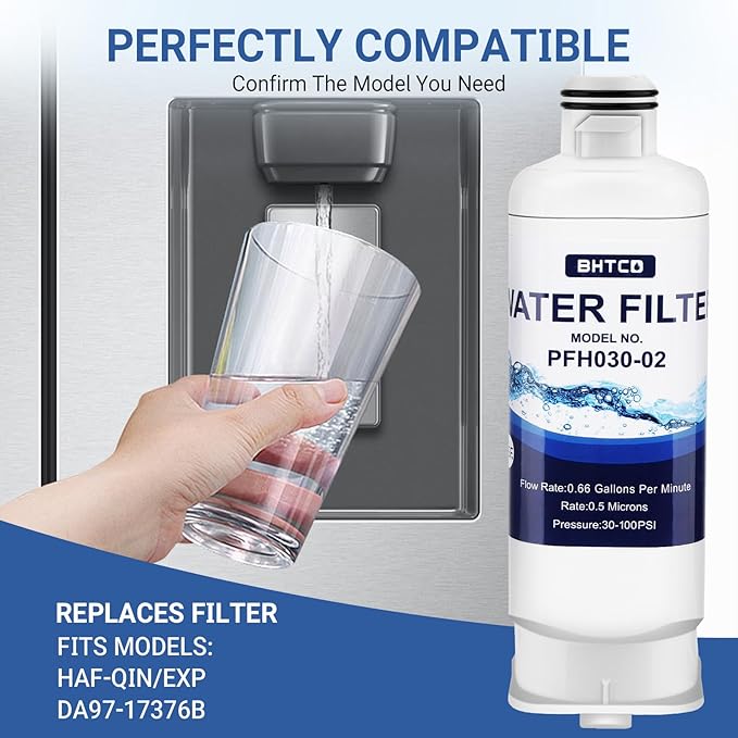 Water Filter for Samsung RF23BB8600QLAA/ RF30BB6600QLAA/ RF30BB660012AA/ RF30BB6200QLAA/ RF29BB8600QLAA/RF29BB860012AA/ RF30BB620012AA Refrigerator Replacement - 4 PCS