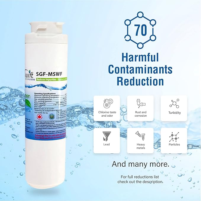 Swift Green Filters SGF-MSWF Compatible Refrigerator Water Filter for GE MSWF, MSWF3PK, MSWFDS, EFF-6022A, 101820A, Made in USA (2 Pack)