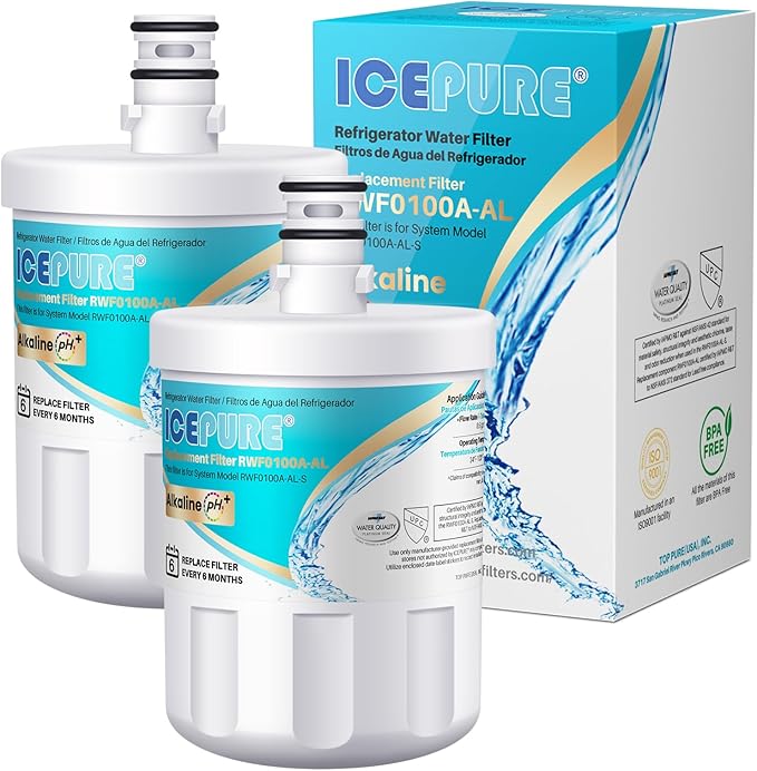 ICEPURE Alkaline 5231JA2002A Refrigerator Water Filter Replacement for LG LT500P, ADQ72910901, GEN11042FR-08, Kenmore 9890, ADQ72910907, LFX25973S, LFX25974ST, 46-9890, LSC27925ST, Enhances PH, 2Pack