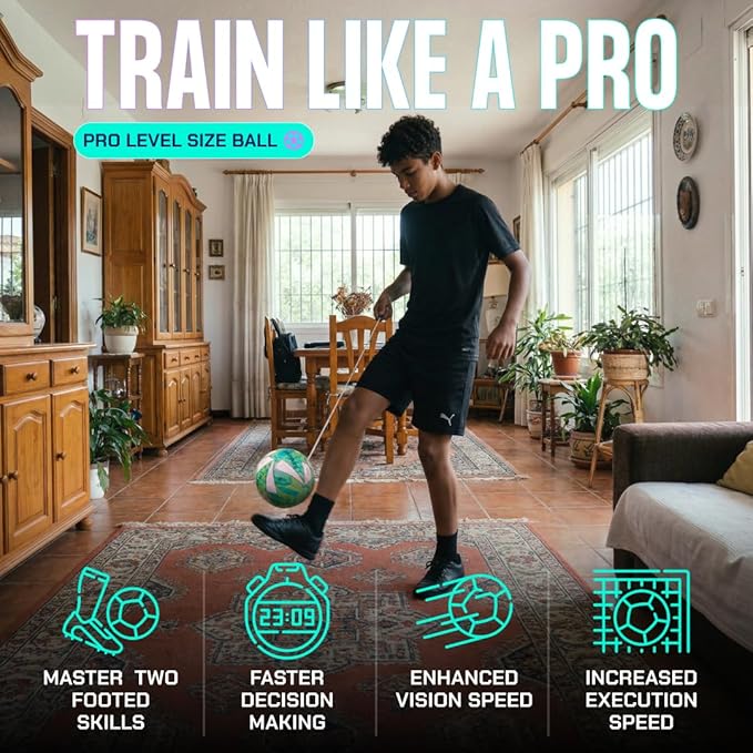 Soccer Trainer Ball with Free App | Training Equipment for Young Players | Soccer Gifts | Improve Ball Control, Footwork & Coordination with Professional Coach Program & 50+ Exercise Videos