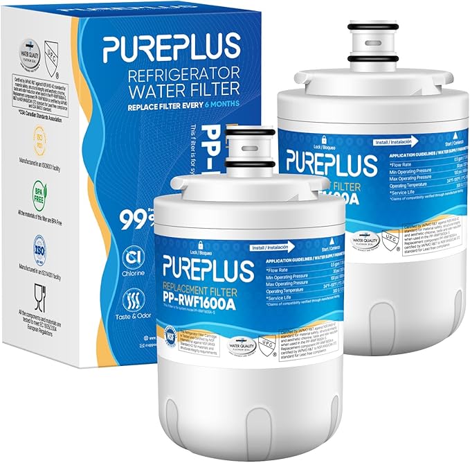 PUREPLUS UKF7003 Replacement for Maytag UKF7002AXX, UKF7003AXX, Everydrop Filter 7, EDR7D1, UKF7002, 7003AXXP, UKF7001AXX, UKF6001AXX, UKF5001AXX, UKF7003T, HDX FMM-1 Refrigerator Water Filter, 2PACK
