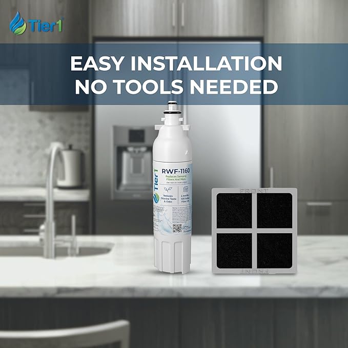 Tier1 RWF1160 ADQ73613401 Refrigerator Water & Air Filter Combo | Replacement for LG LT800P, 46-9490, fl-rf20, LT120F | Up to 12 Months Supply | Easy Install | Odor Control | Clean Water (2-pk)