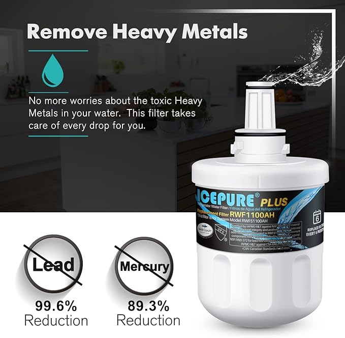 ICEPURE PLUS NSF/ANSI 53& NSF/ANSI 42 DA29-00003G Replacement for Samsung DA29-00003B DA29-00003A, Aqua-Pure Plus DA29-00003D DA29-00003F DA97-06317A, HAFCU1, WF289, WSS-1, Refrigerator Filter, 2PACK