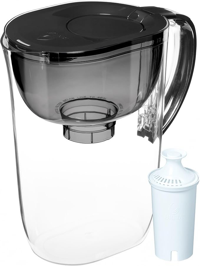 Brita Large 10 Cup Water Filter Pitcher, 1 BritaPlus Filter, Everyday, Black (Package May Vary)