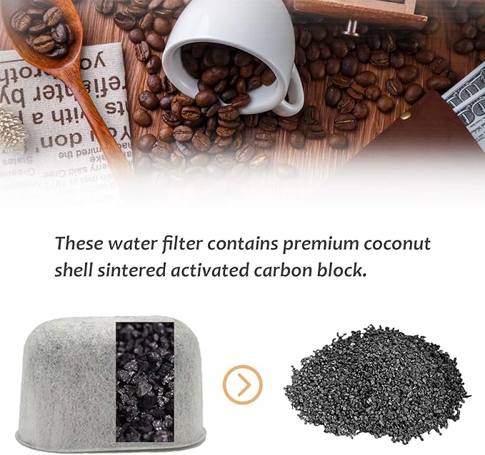 12 packs Replacement Charcoal Water Filters fit all Cuisinart Coffee Machines -Removes Chlorine, odors and others impurities from Water