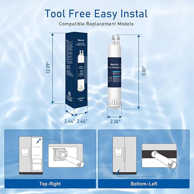 K004 Compatible for 4396841 Refrigerator Ice and Water Filter, EDR3RXD1, KAD3RXD1, WHR3RXD1,P1WB2L, 4396841, 4396710, Filter 3, 46-9083,46-9030, 9030, 9083 Refrigerator Water Filter (3)