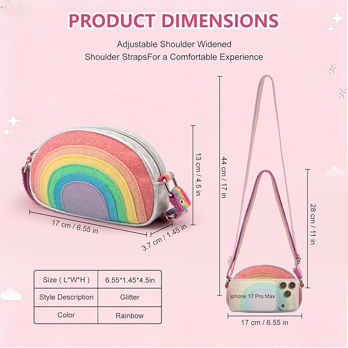 Toddler Purse Easter Basket Stuffers Gifts for Kids: 2 3 4 5 6 7 8 Year Old Girl Birthday Gift, Rainbow Crossbody Bag